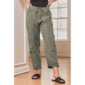 Free People Feelin' Good Utility Pull On Pants in Olive Green Size XS Boho Beach